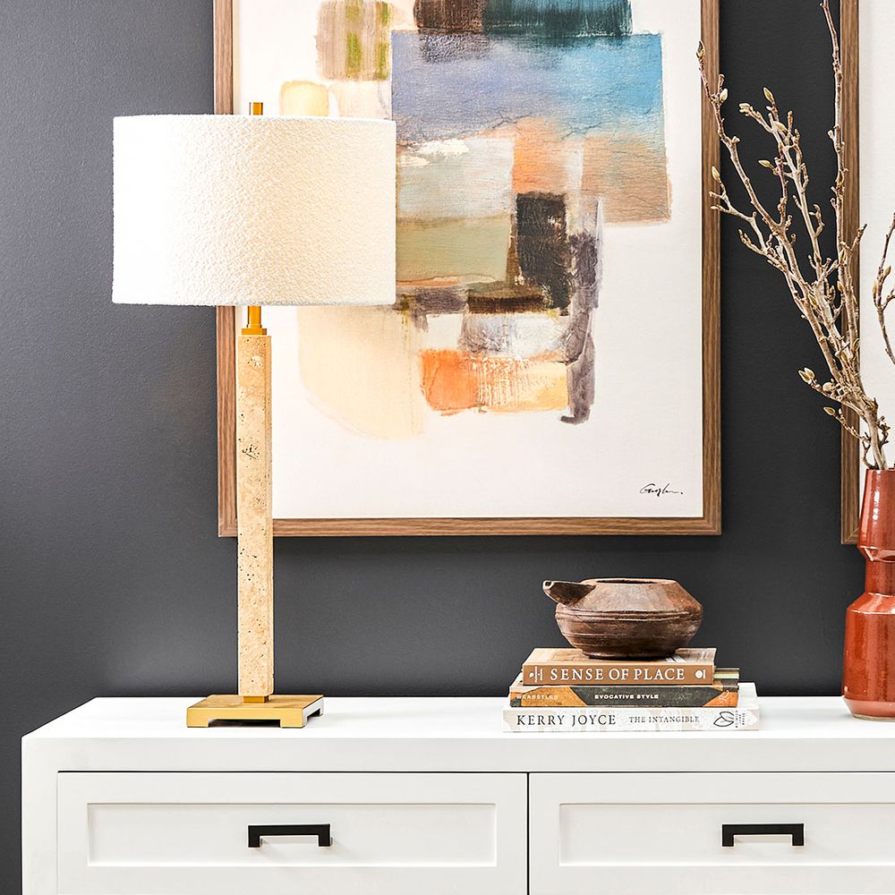 Essex Table Lamp Natural Base With White Shade - B12450