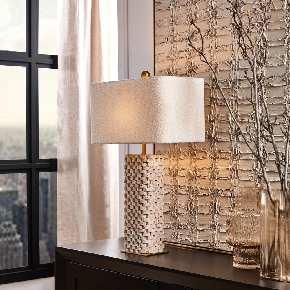 Belgrade Table Lamp Brass Base With White Shade - 12445