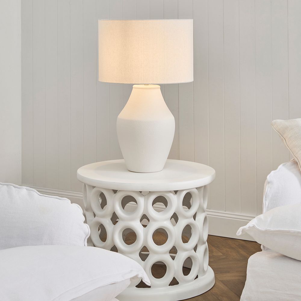Bayswater Table Lamp Matt White Base With White Shade - 12454