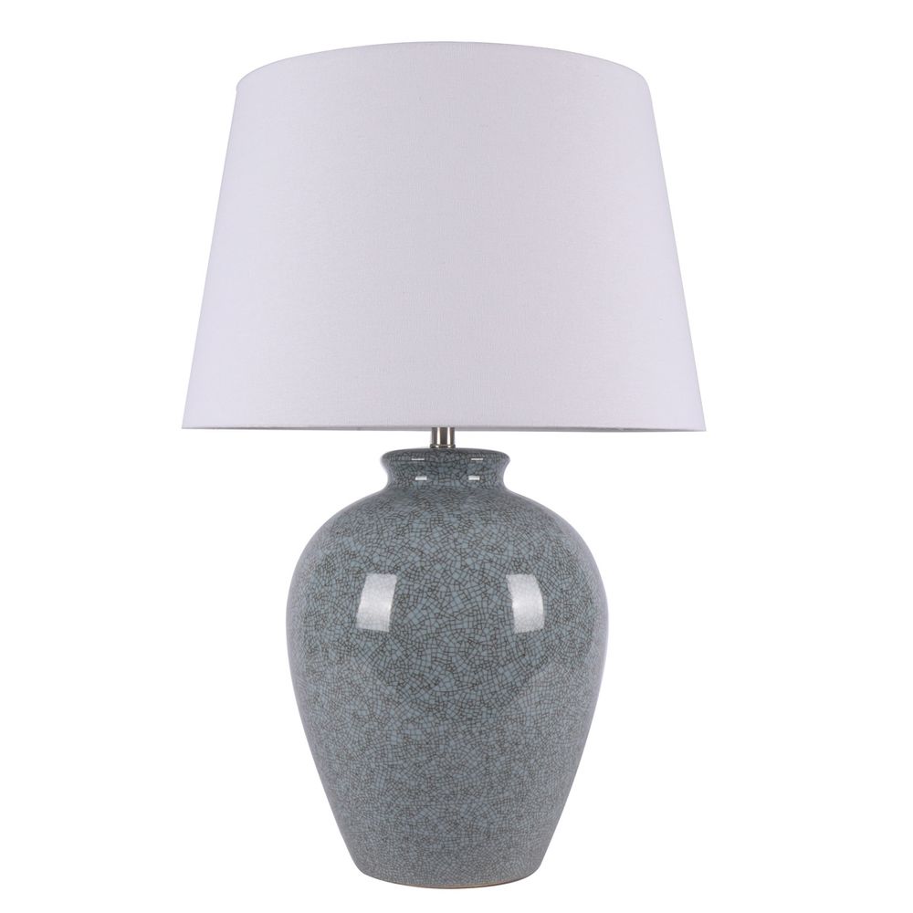 Ascot Table Lamp Blue-Grey Base With White Shade - 12453