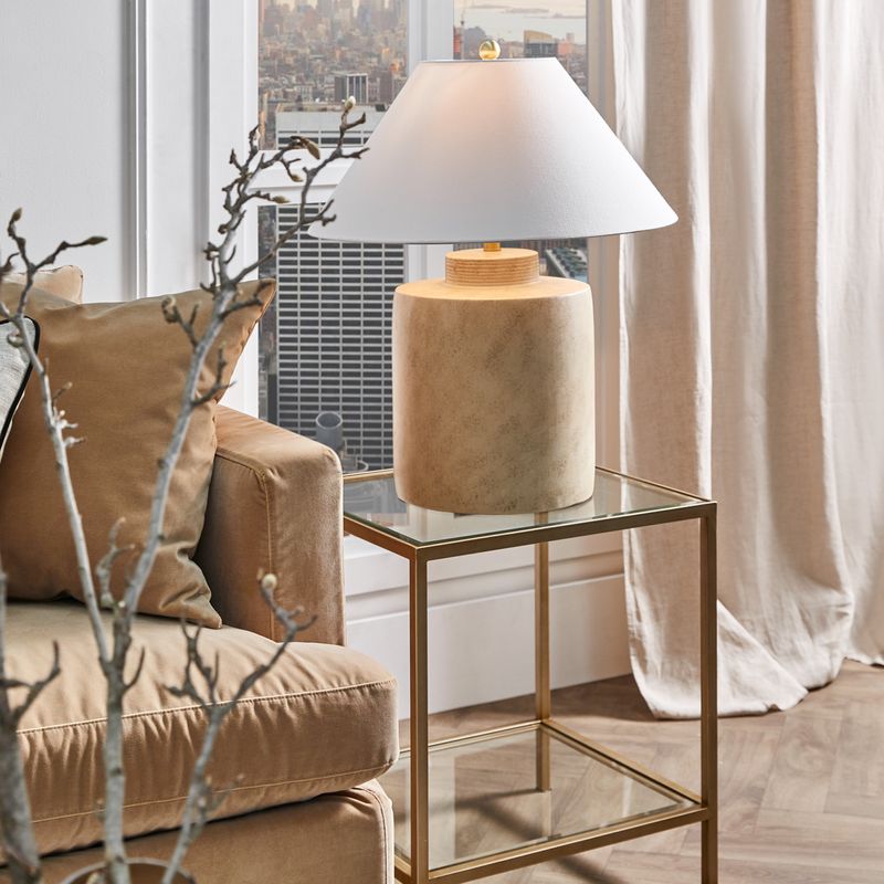Lisbon Table Lamp Brass Base With Natural Shade - 12427