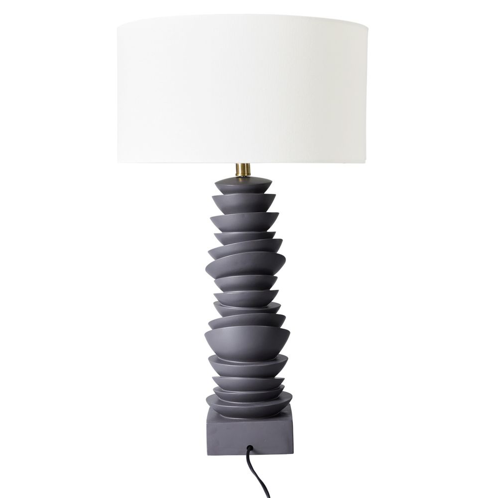 Mendoza Table Lamp Grey Base With White Shade - 12460