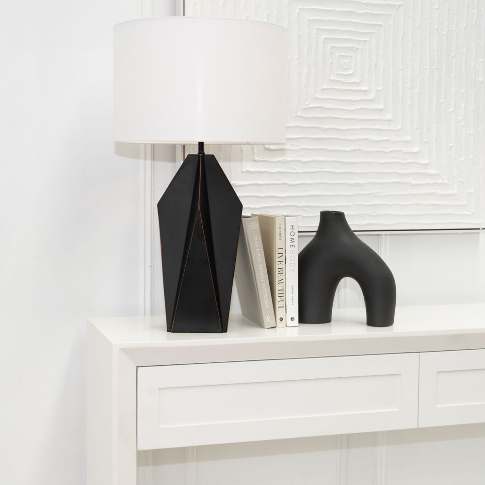 Nagano Table Lamp Black Base With White Shade - 12426