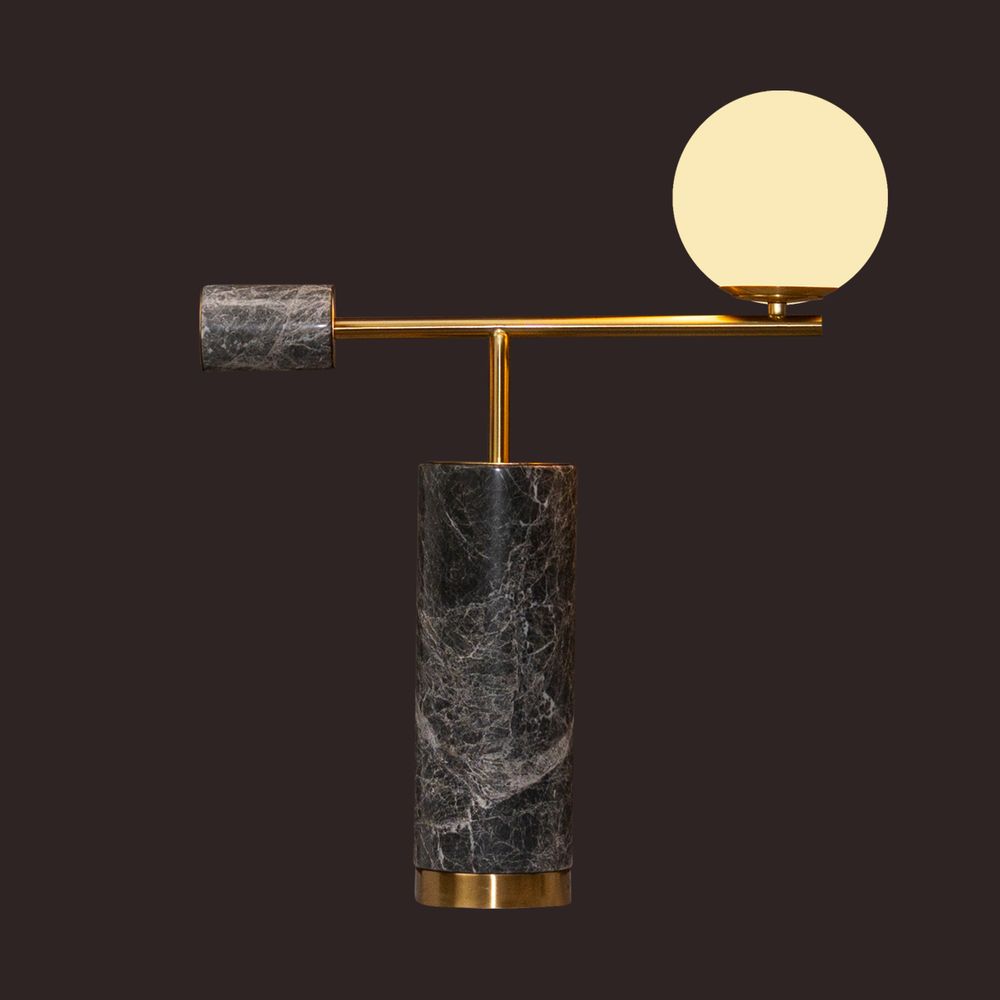 Zamora Table Lamp Brass & Grey - 12415