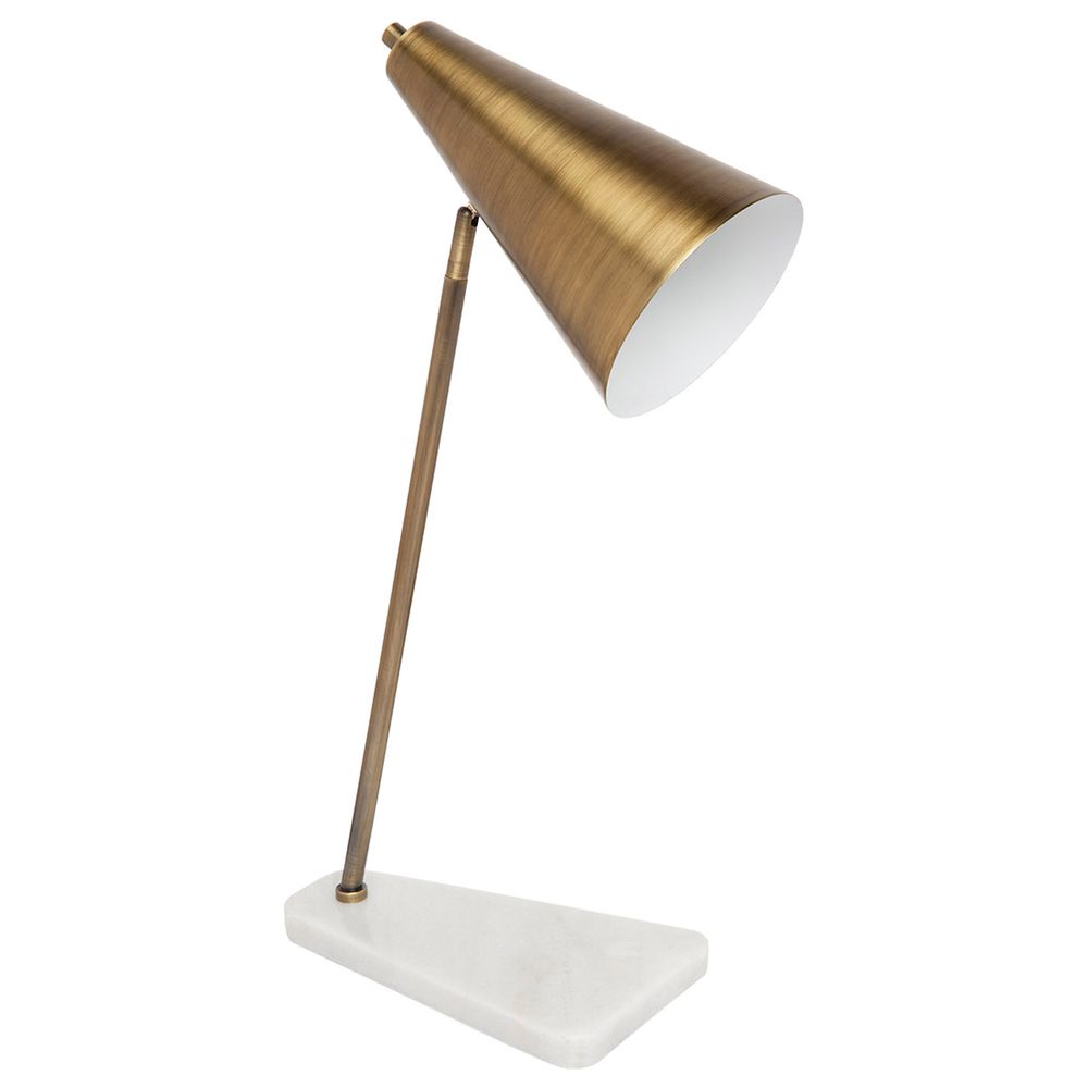Jaggar Table Lamp White Base With Brushed Brass Shade - 12235