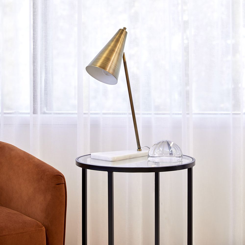 Jaggar Table Lamp White Base With Brushed Brass Shade - 12235