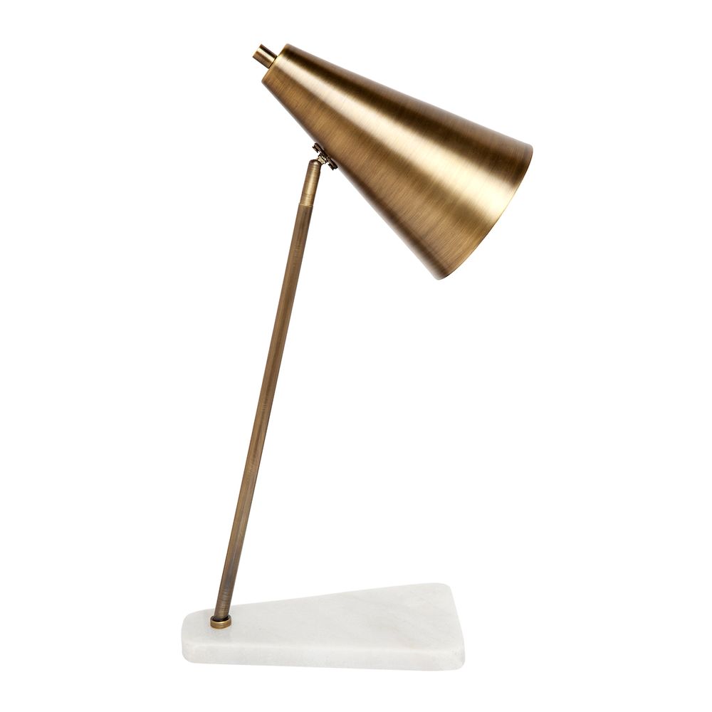Jaggar Table Lamp White Base With Brushed Brass Shade - 12235