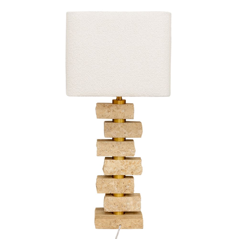 Hamburg Table Lamp Natural Base With White Shade - B12448