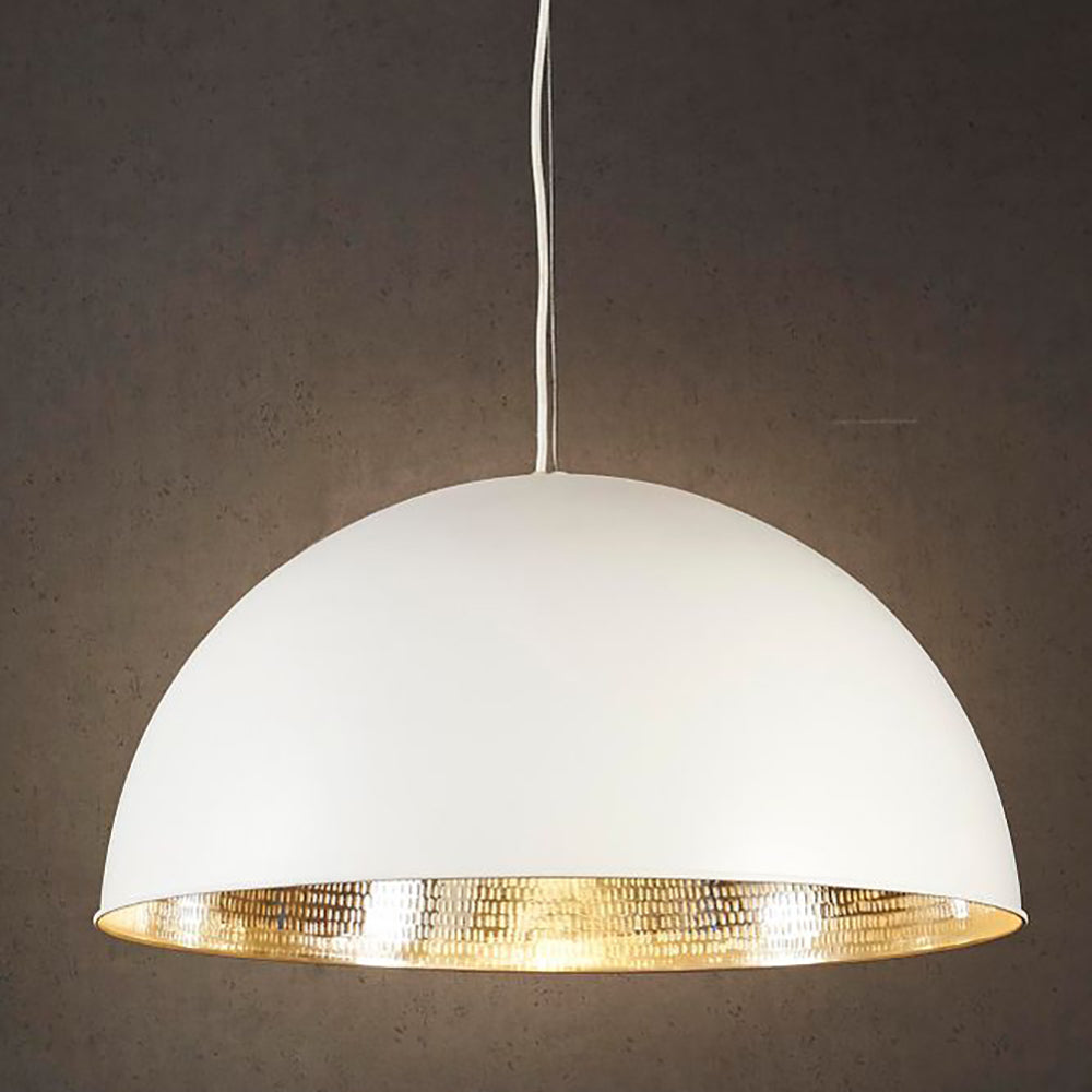 Buy Pendant Lights Australia Alfresco Dome 1 Light Pendant White Silver - ELAWDOMEWHTSIL