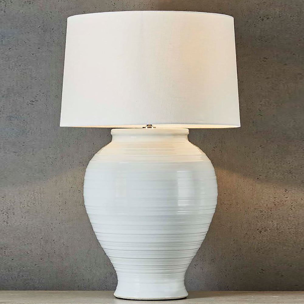 Buy Table Lamps Australia Montauk Glazed Ribbed Ceramic Table Lamp Base Only - White - ELJC11525