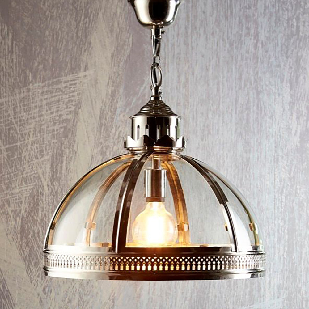 Buy Pendant Lights Australia Winston 1 Light Pendant Shiny Nickel Small - ELCITFR4482