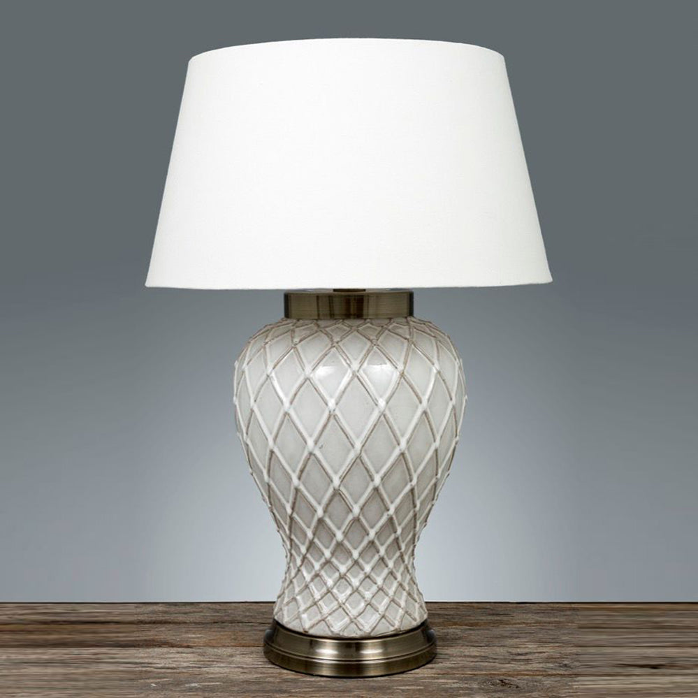 Buy Table Lamps Australia Berkley Ceramic and Metal Table Lamp Base Only - Ivory Patterned Glazed - ELJC10043
