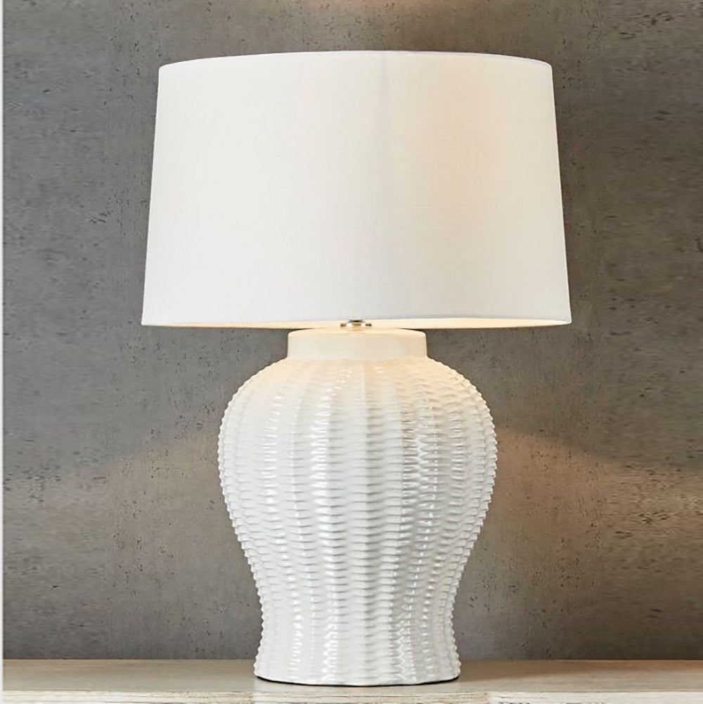 Buy Table Lamps Australia Drawbridge Glazed Textured Ceramic Urn Table Lamp Base Only - White - ELJCOX11727