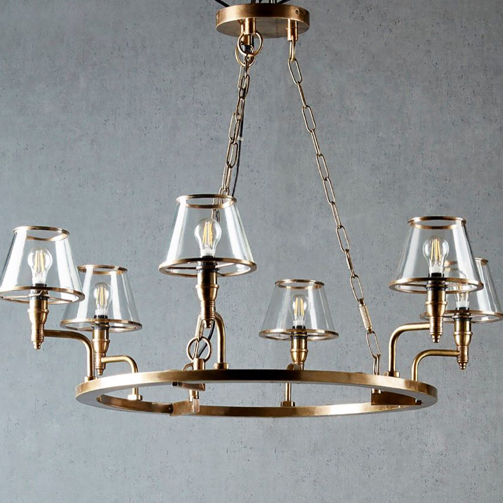 Buy Chandeliers Australia Sienna 6 Light Glass Chandelier Brass - ELPIM30578AB