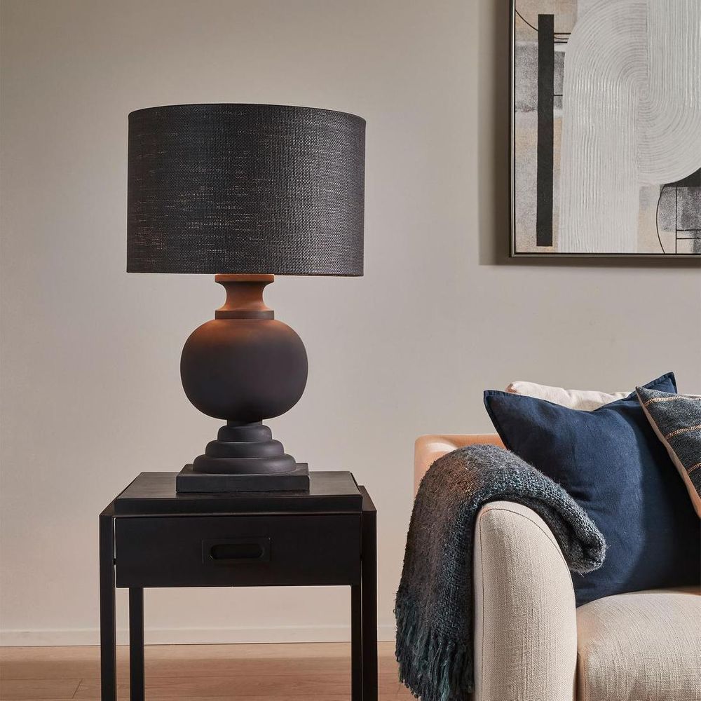 Coach Table Lamp with Shade Black - KITELDOMR-2356BLK05