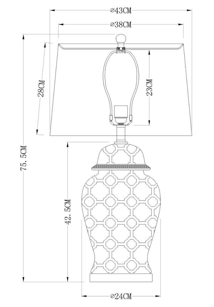 Lucca Jar Shaped Table Lamp Blue & White - OWDU0076