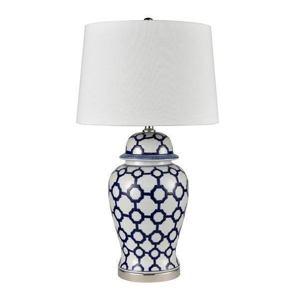 Lucca Jar Shaped Table Lamp Blue & White - OWDU0076