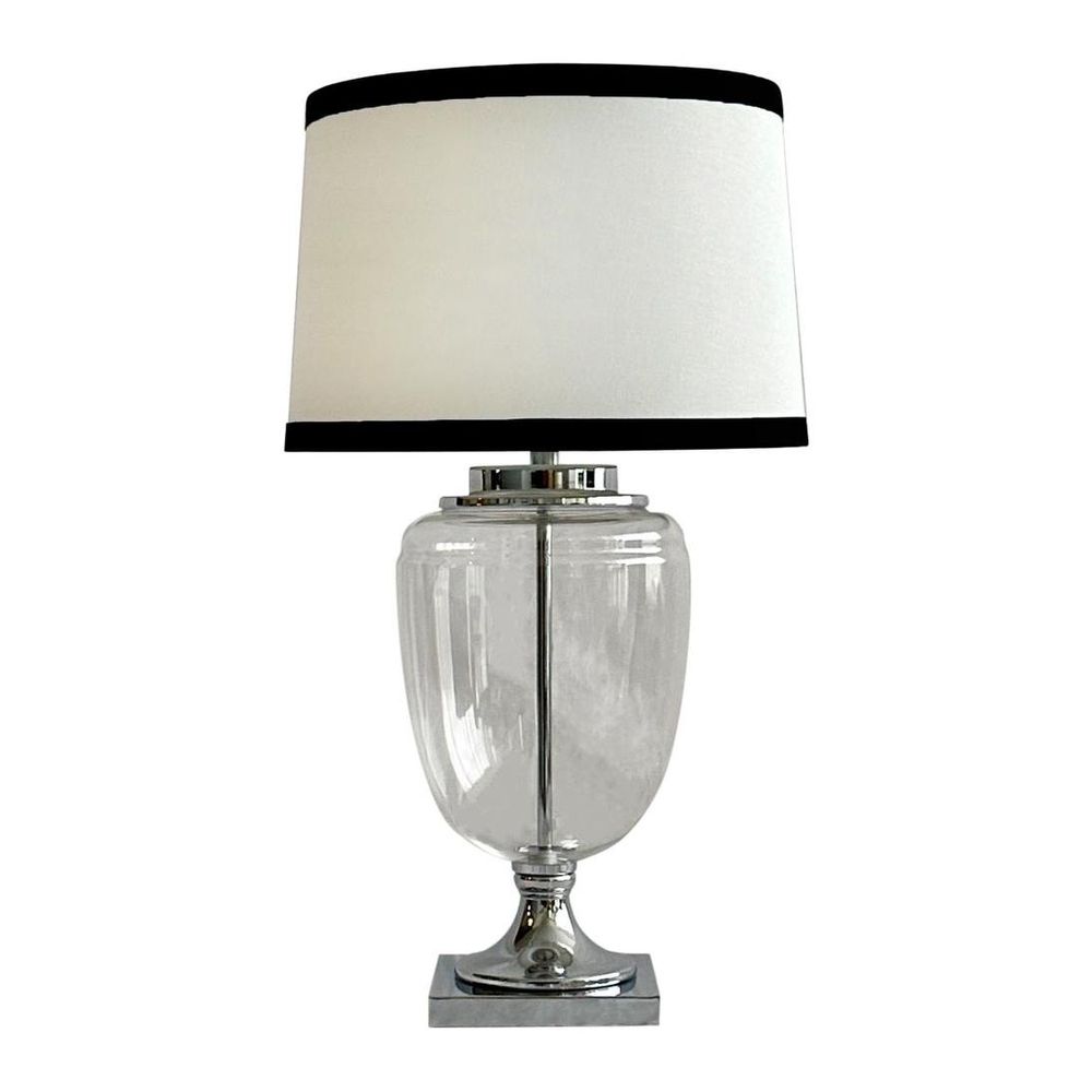 Charlotte Table Lamp Nickel & Clear (Black Trim) - OWDU0121