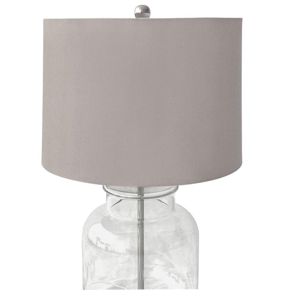 Regency Table Lamp Glass & Nickel Base With Natural Linen Shade - OWDU0114