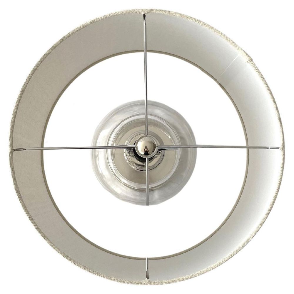 Regency Table Lamp Glass & Nickel Base With Natural Linen Shade - OWDU0114
