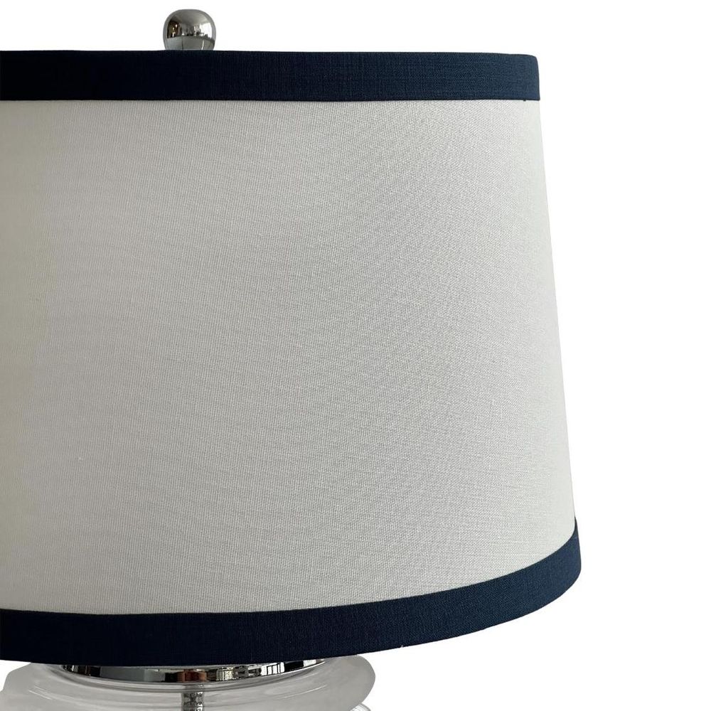 Charlotte Table Lamp Nickel & Clear (Navy Trim) - OWDU0120