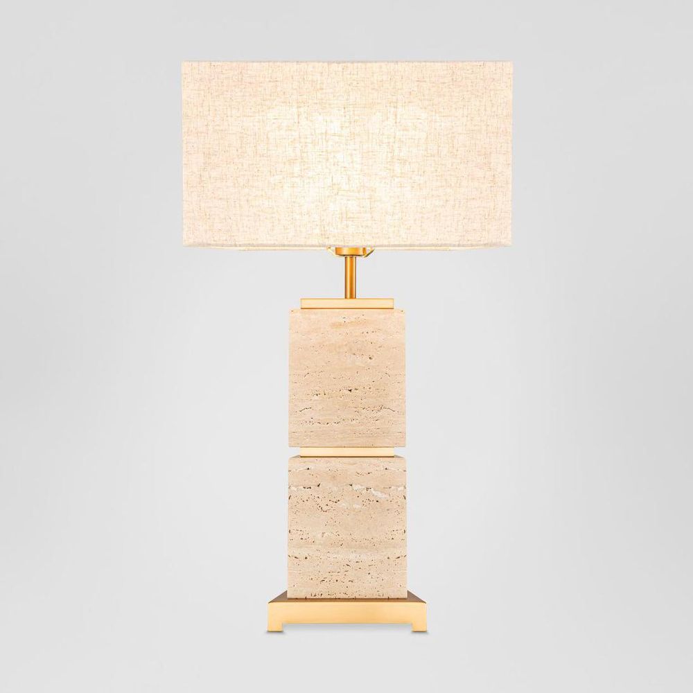 Ashley Table Lamp Brass & Travertine With Shade - ELS1200561