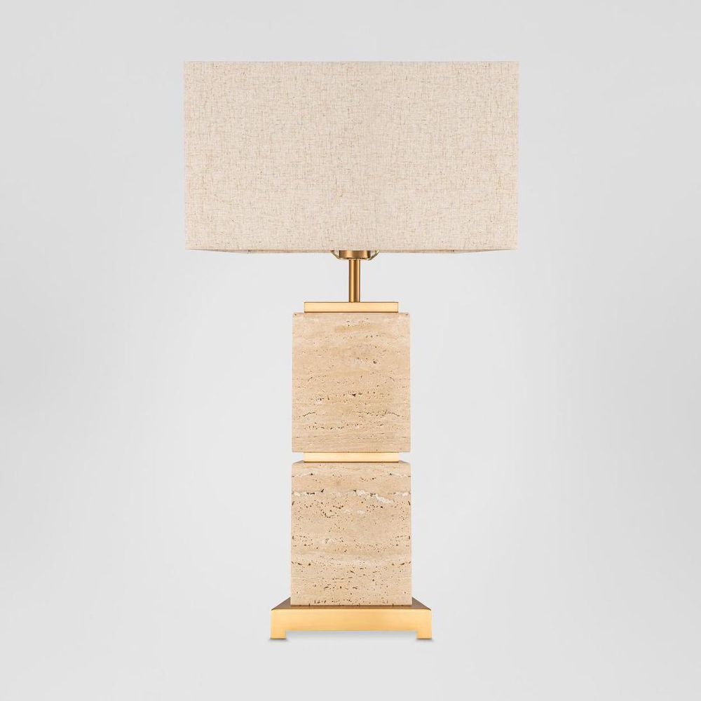 Ashley Table Lamp Brass & Travertine With Shade - ELS1200561
