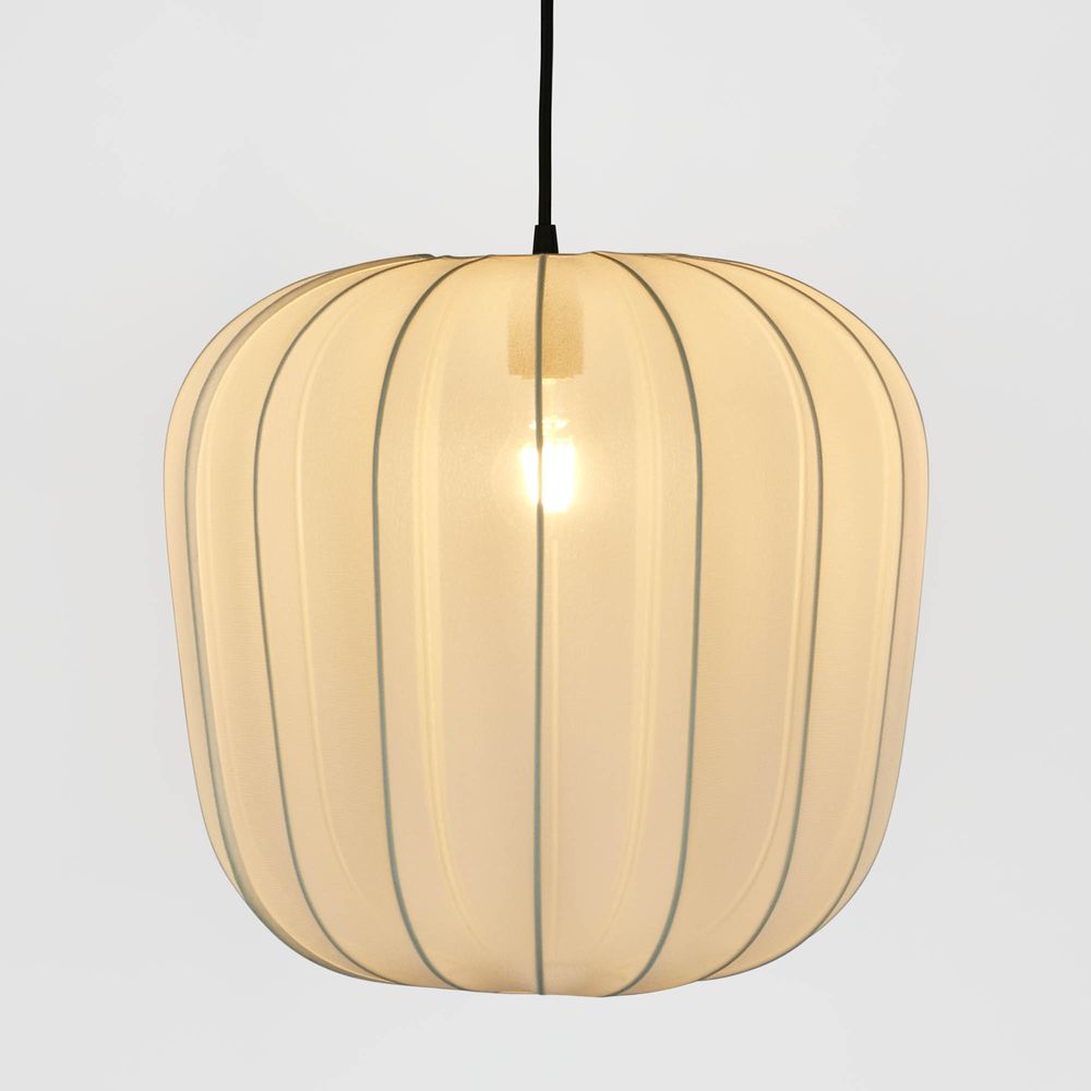 Pumpkin Large Ceiling Pendant Ivory & Black Cord Drop - KITELOMB689CL