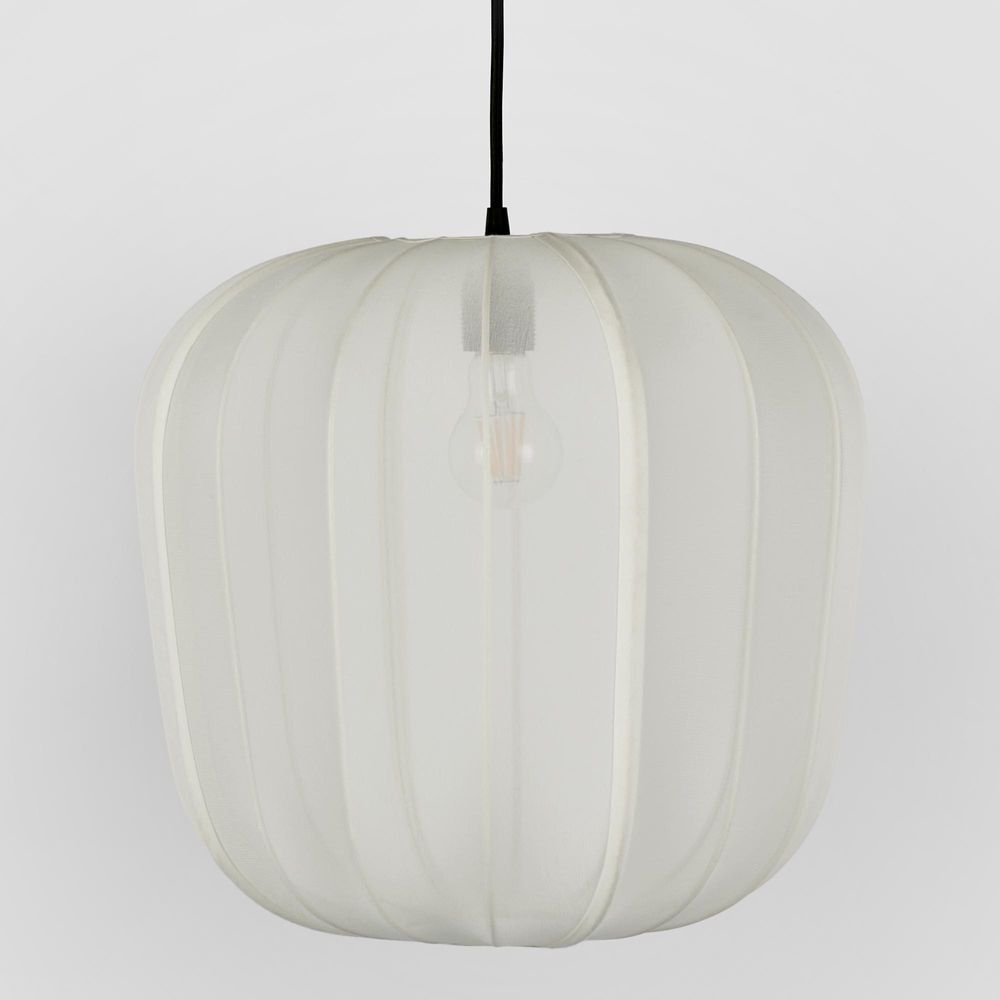 Pumpkin Large Ceiling Pendant Ivory & Black Cord Drop - KITELOMB689CL