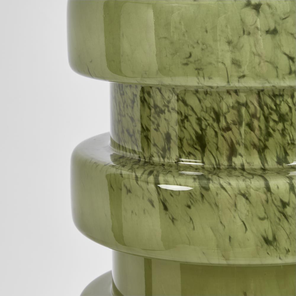 Remy Table Lamp Green Glass Base With White Shade - ELUC001