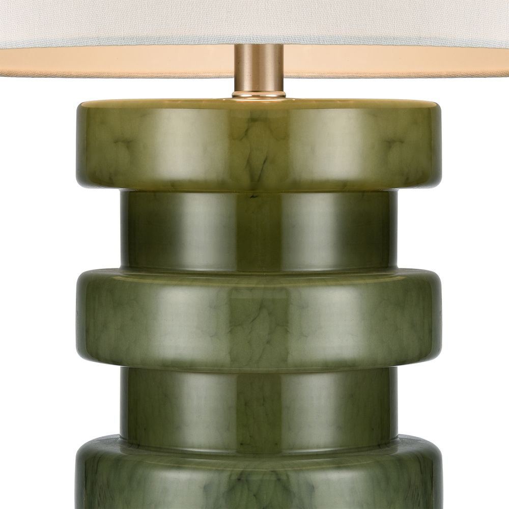 Remy Table Lamp Green Glass Base With White Shade - ELUC001