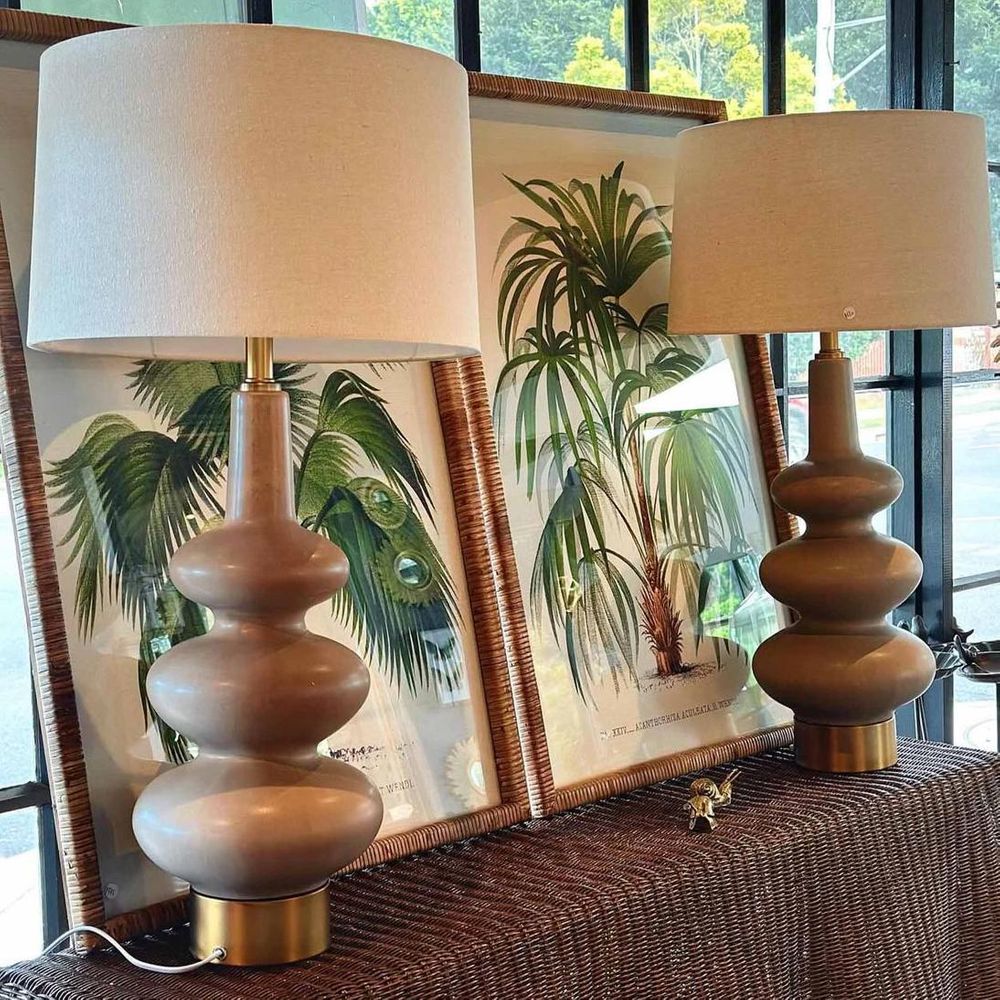 Linden Table Lamp Sandstone Base With Linen Shade - ELUC007
