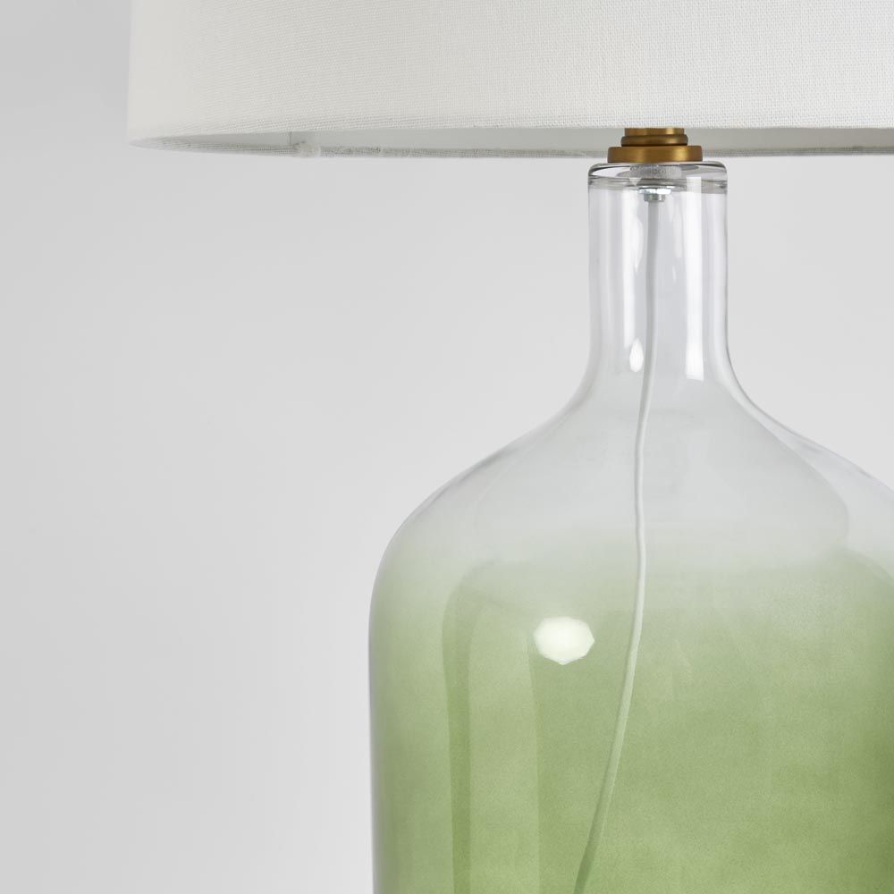Henley Table Lamp Green Glass Base With White Shade - ELUC009