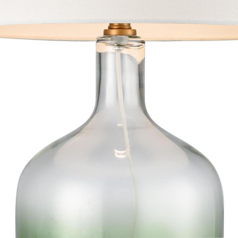 Henley Table Lamp Green Glass Base With White Shade - ELUC009