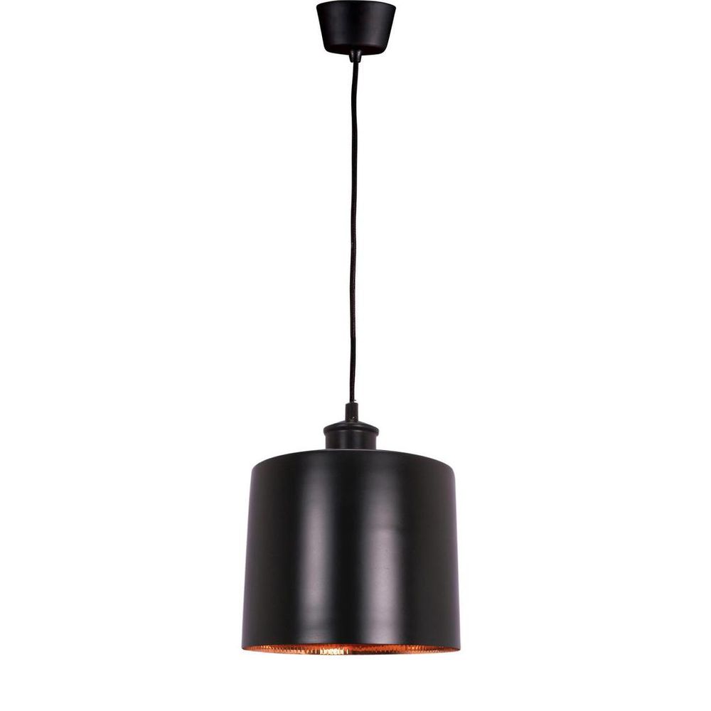 Portofino Large 1 Light Metal Drum Pendant Matt Black, Copper - ELPRFT34BLKCOP
