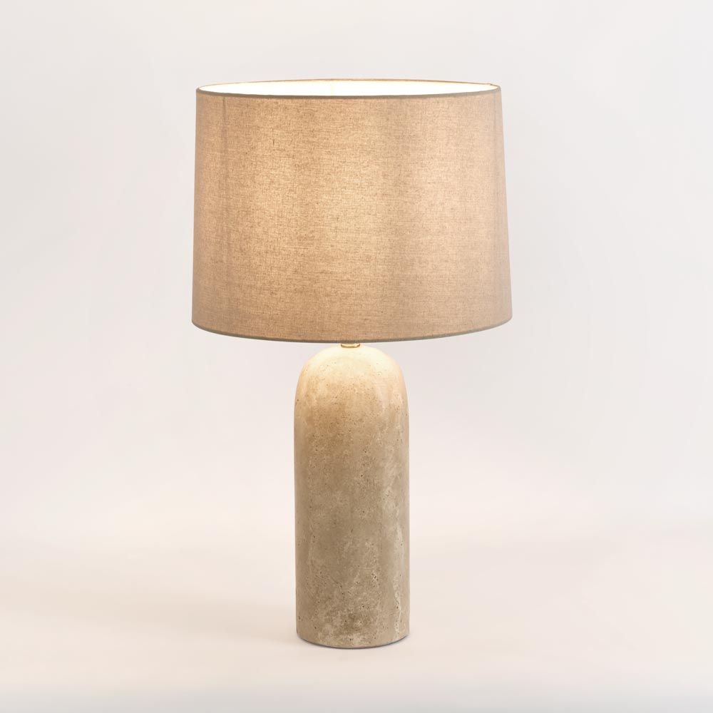 Olsen Table Lamp Travertine Base With Linen Shade - ELUC008