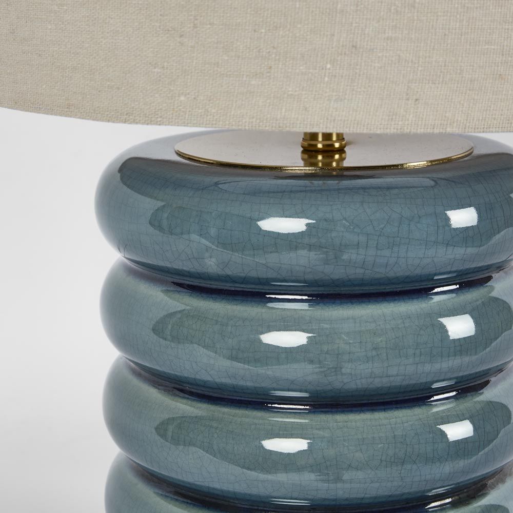 Bentley Table Lamp Blue Base With Linen Shade - ELYF1257BL