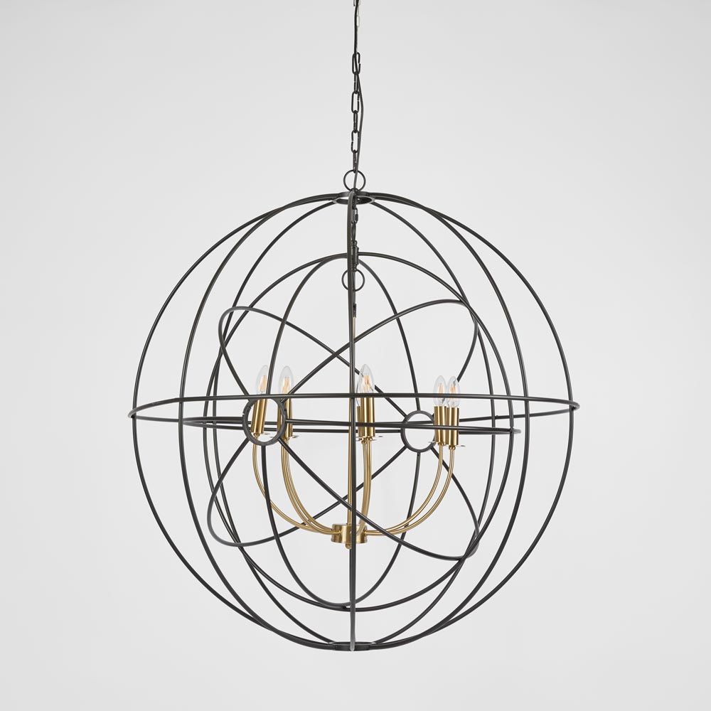 Orb Large Pendant Light Black & Brass - OWJK0606