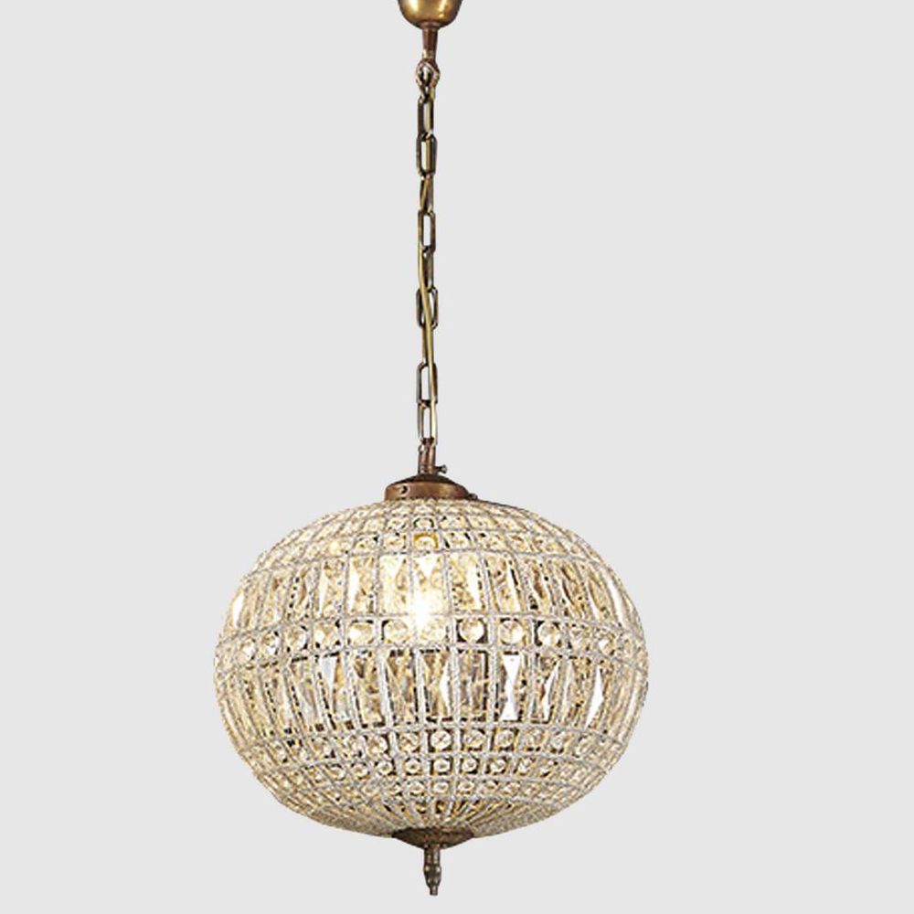 Palermo Pendant Light Antique Brass Glass - ELD05
