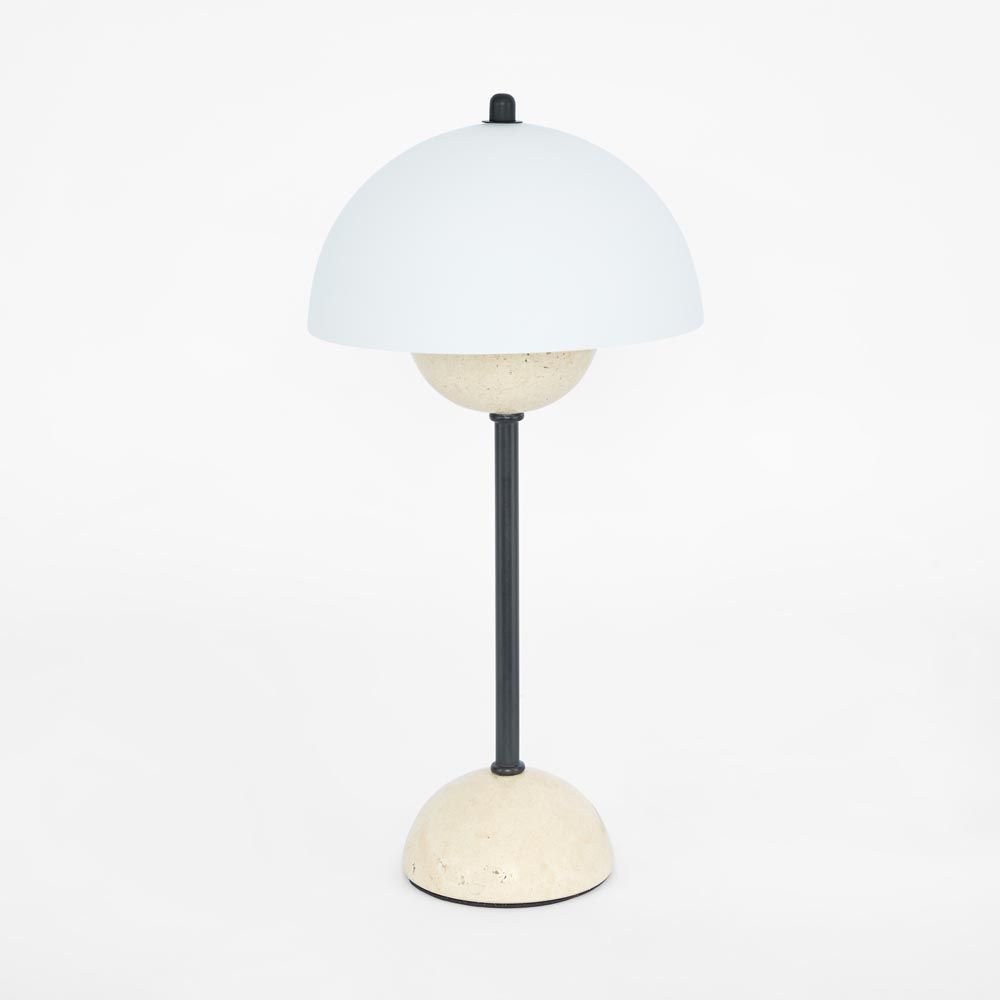 Tondo Table Lamp Black & Travertine - MRDLMP0067