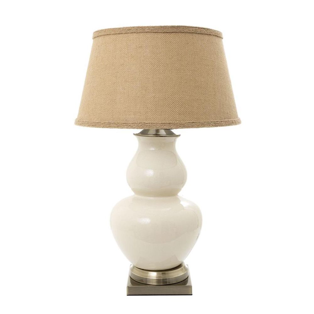 Matisse Glazed Ceramic and Metal Vase Table Lamp Base Only - Cream - ELJC9277
