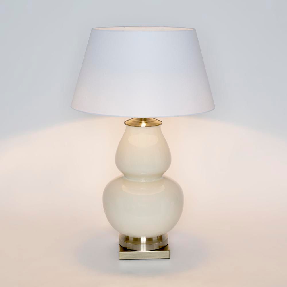 Matisse Glazed Ceramic and Metal Vase Table Lamp Base Only - Cream - ELJC9277