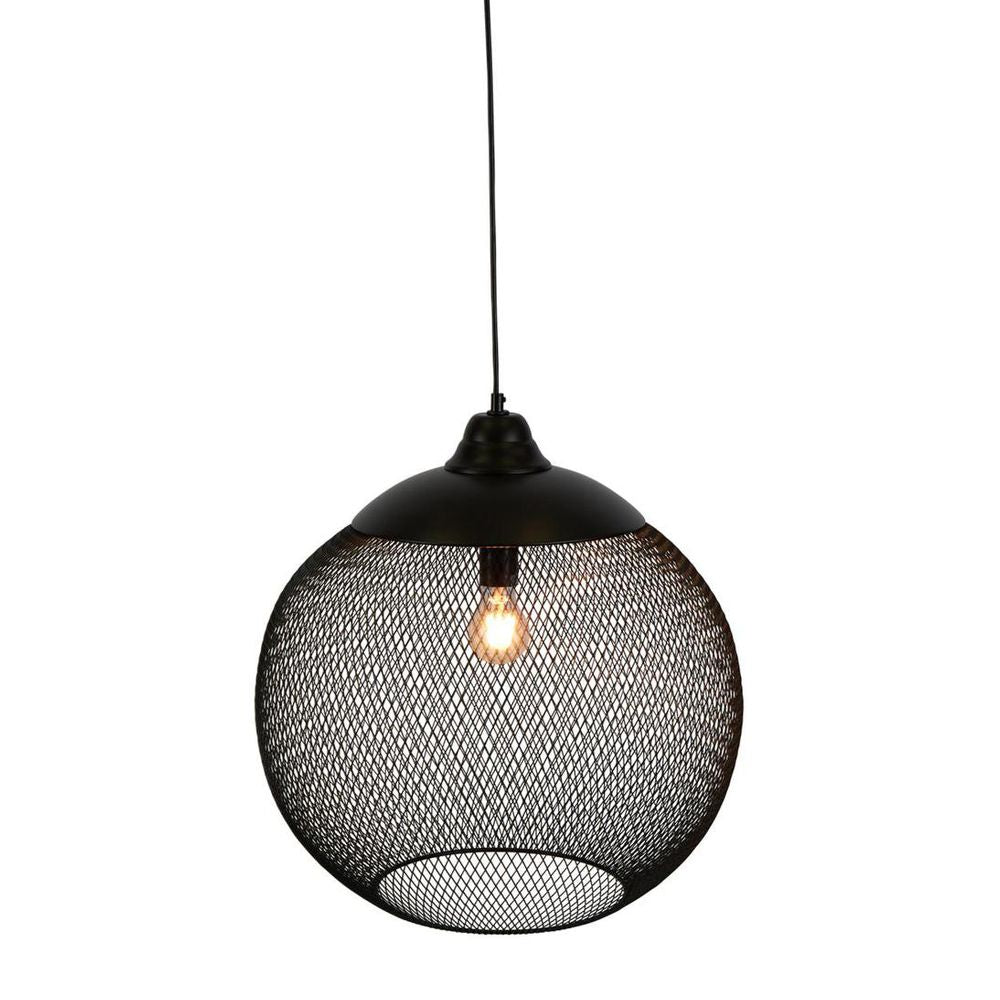Carlo Large Pendant Light Black Metal - ELZR6359BB