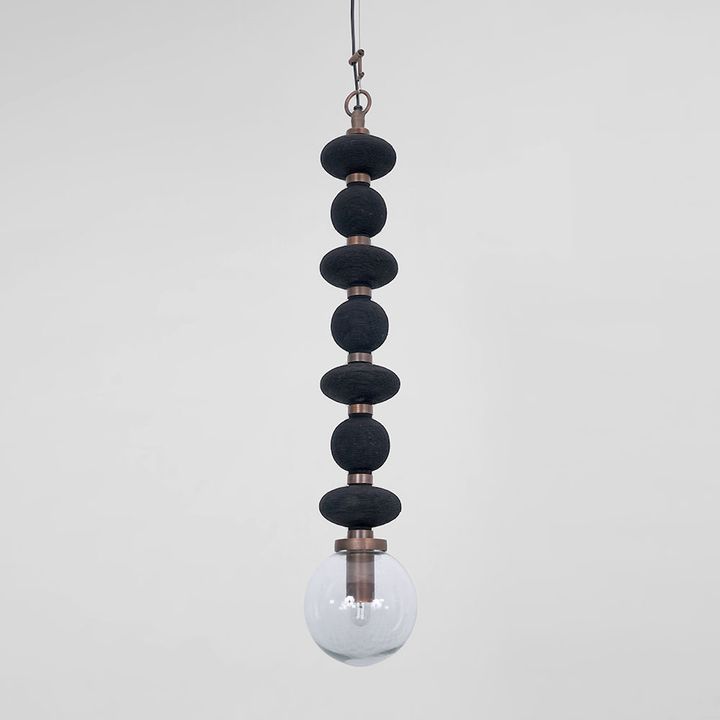 Ribbed Thread Pendant Light Black - ELJE25383