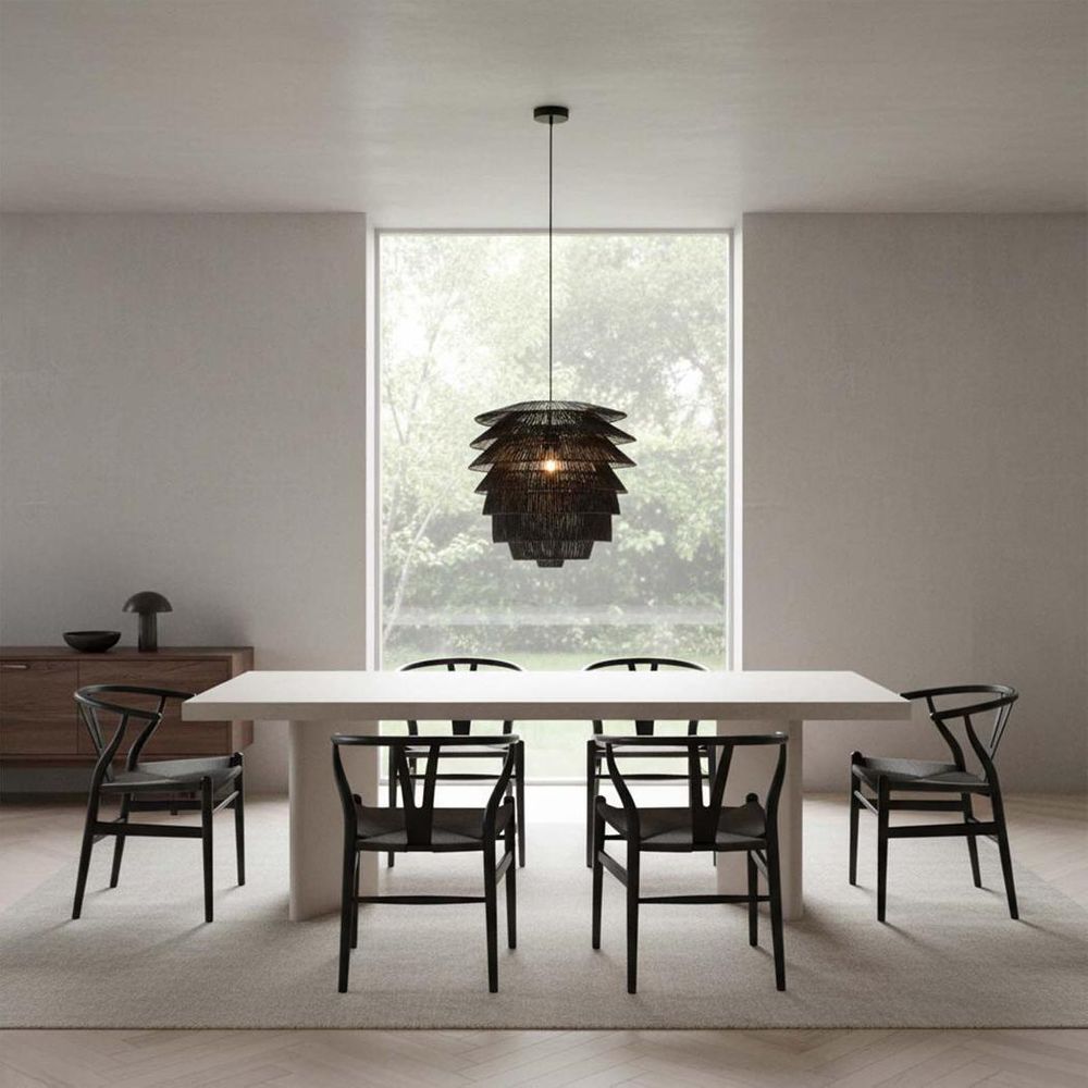 Saba Rattan 1 Light Pendant Black - ELDOM001BLK