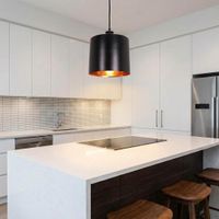 Portofino Medium 1 Light Metal Drum Pendant Matt Black, Copper - ELPRTF23BLKCOP