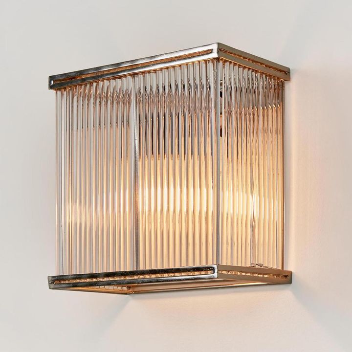 Verre Rectangular Glass Wall Light Nickel - ELJE13654