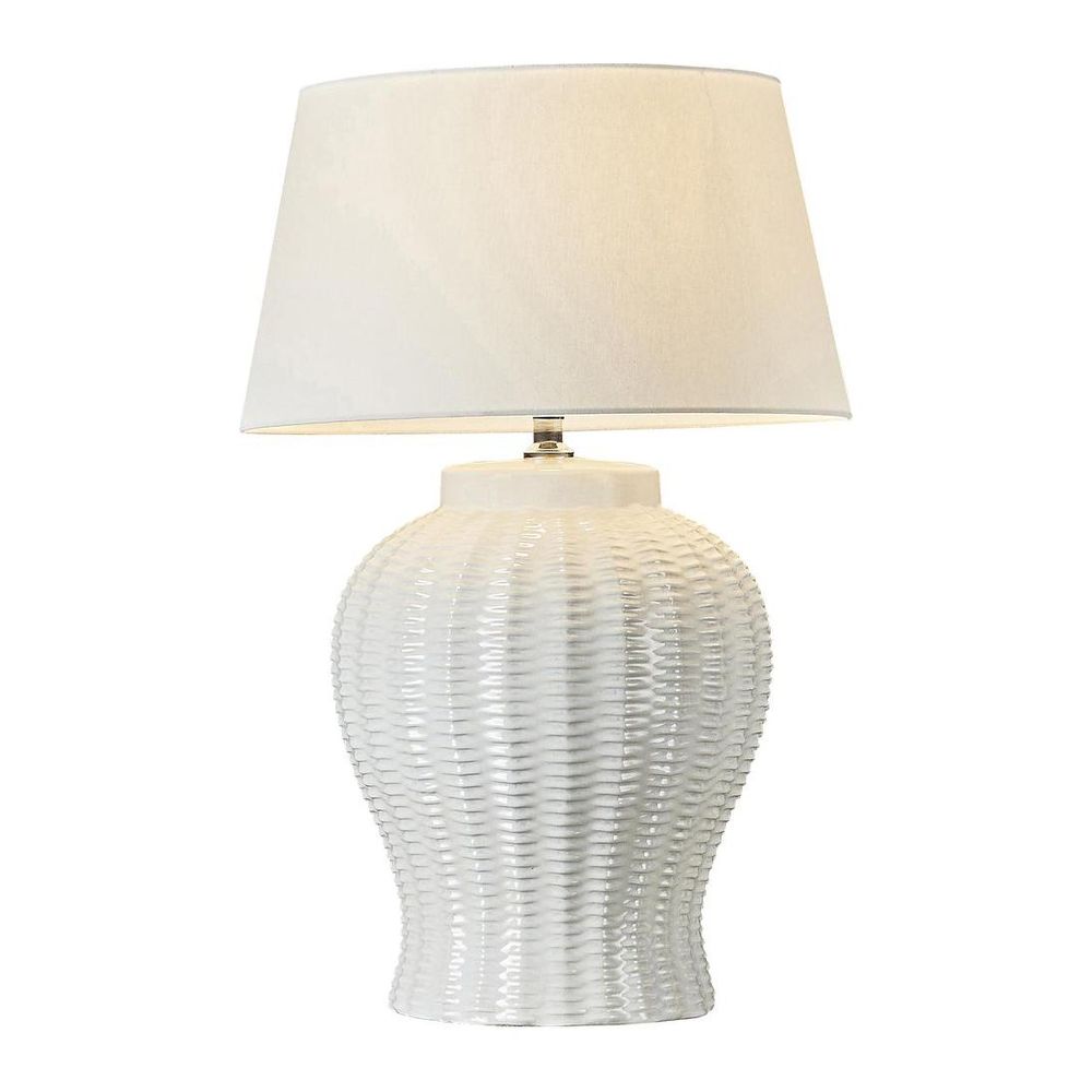 Drawbridge Glazed Textured Ceramic Urn Table Lamp Base Only White - ELJCOX11727