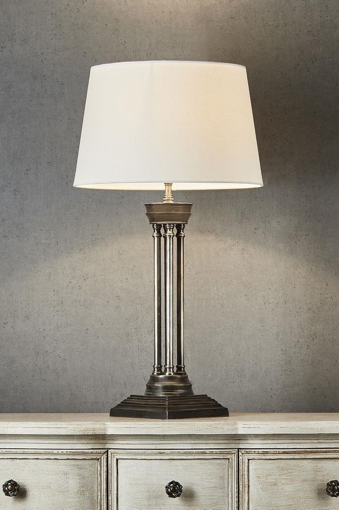 Hudson Table 4 Pillar Table Lamp Base Only Antique Silver - ELPIM30070AS