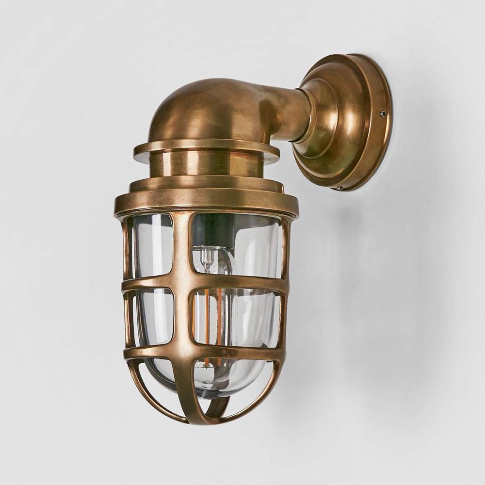 Porto Outdoor Wall Lantern Antique Brass - ELPIM59895AB